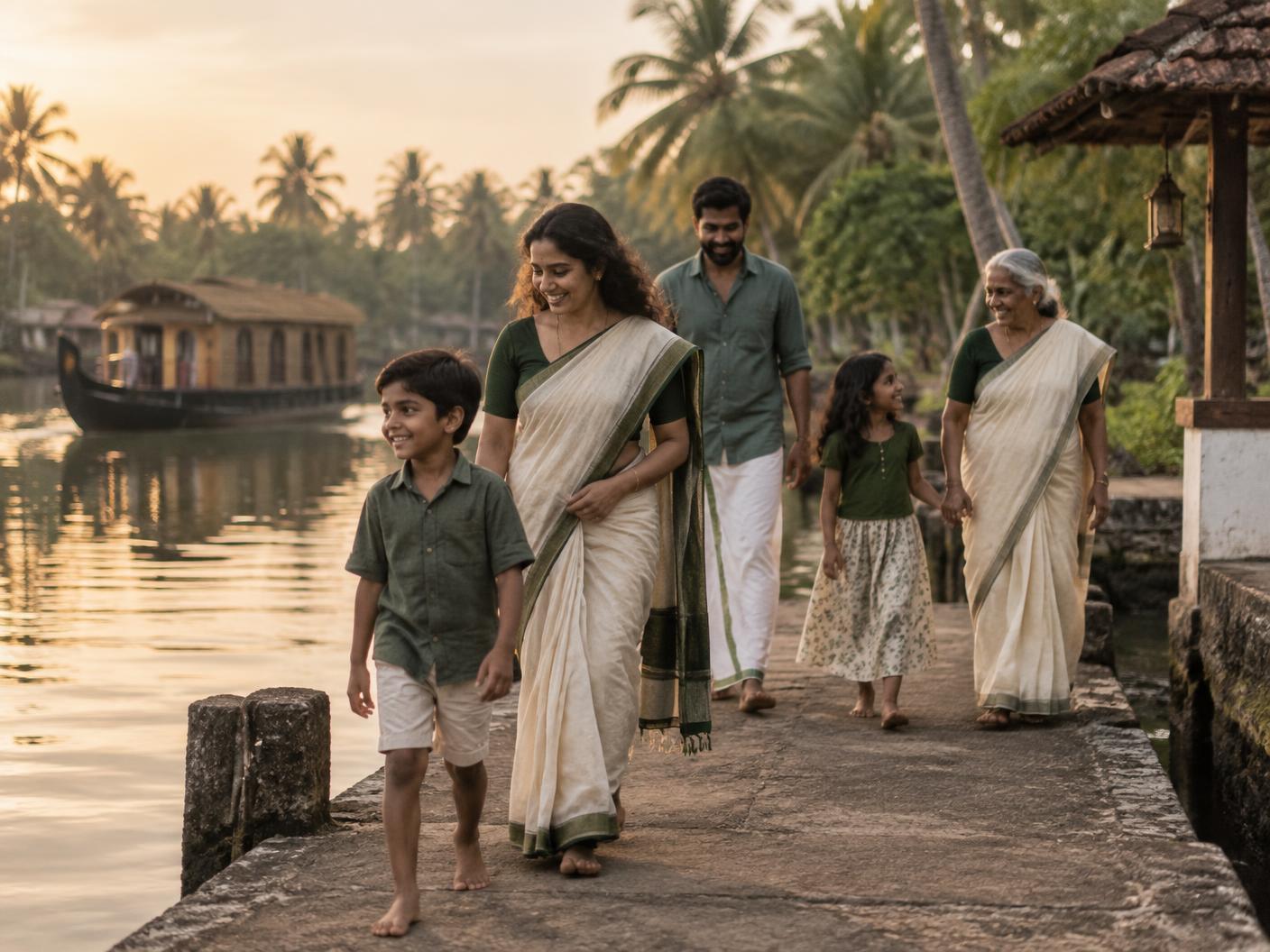 A family cooking and laughing together during a slow travel week